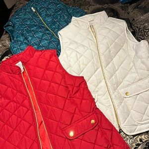 St. John’s Bay Quilted Vests 3 total.                 Red-Plaid-Off White